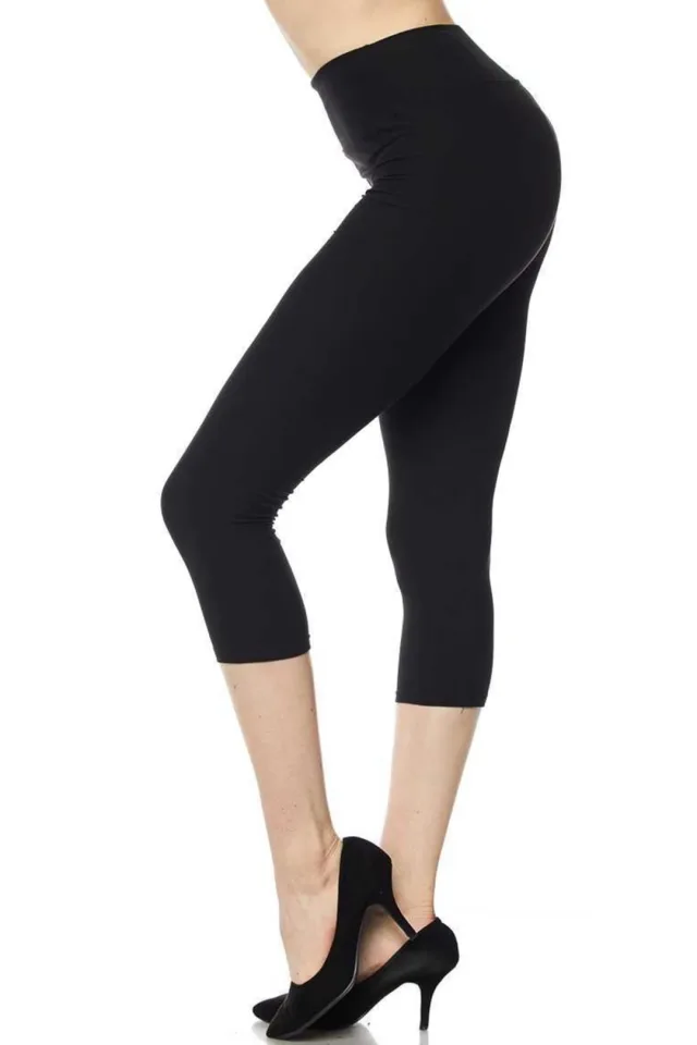 Buttery Smooth Basic Solid High Waisted Plus Size Capris - 3 Inch - New Mix