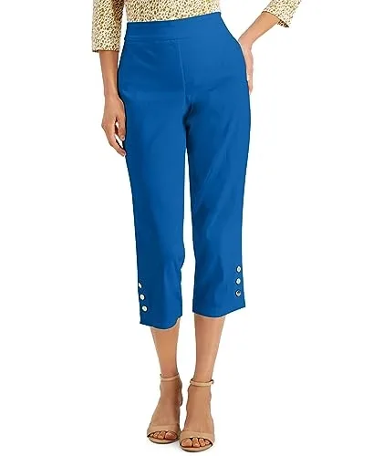 JM Collection Snap Hem Capri Pants