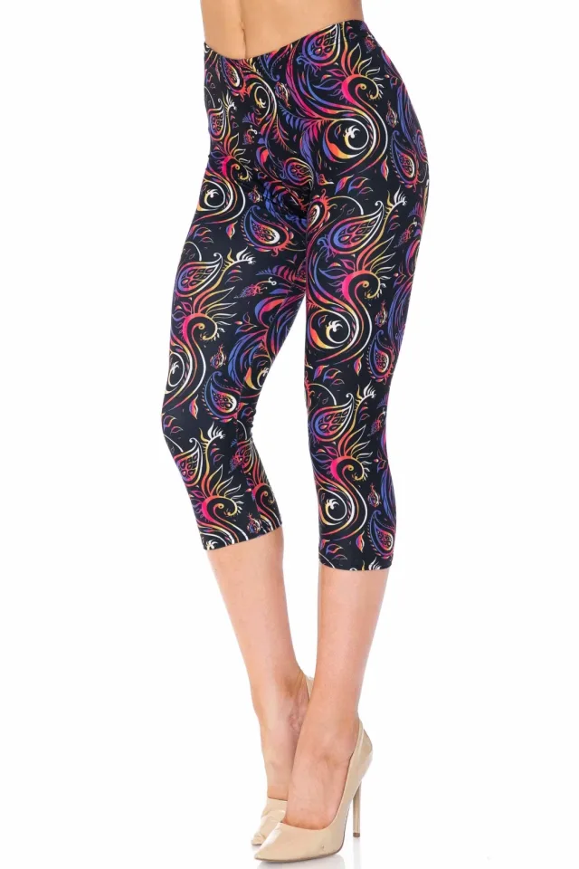 Creamy Soft Ombre Paisley Swirl Plus Size Capris - USA Fashion
