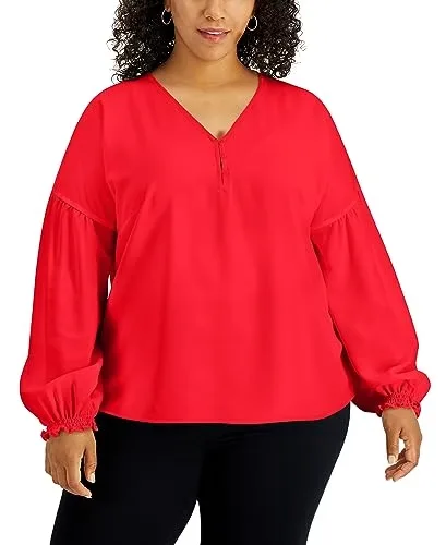 Alfani Plus Size Puff Sleeve Blouse