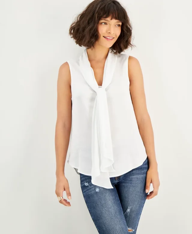 Women's Tie-Neck Sleeveless Blouse