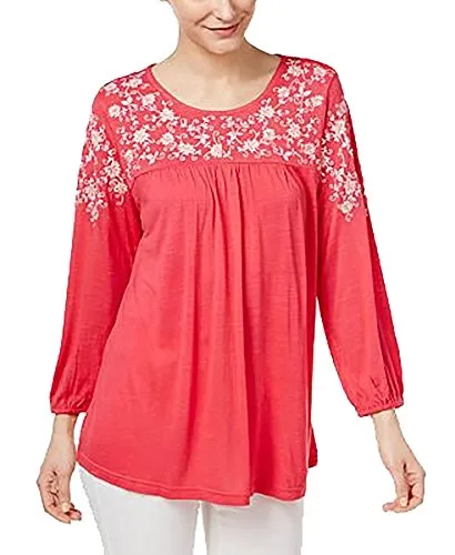 NY Collection Embroidered Blouse