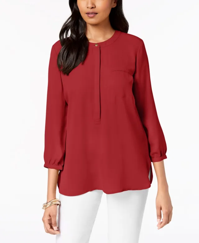 JM Collection Pleated Back Blouse