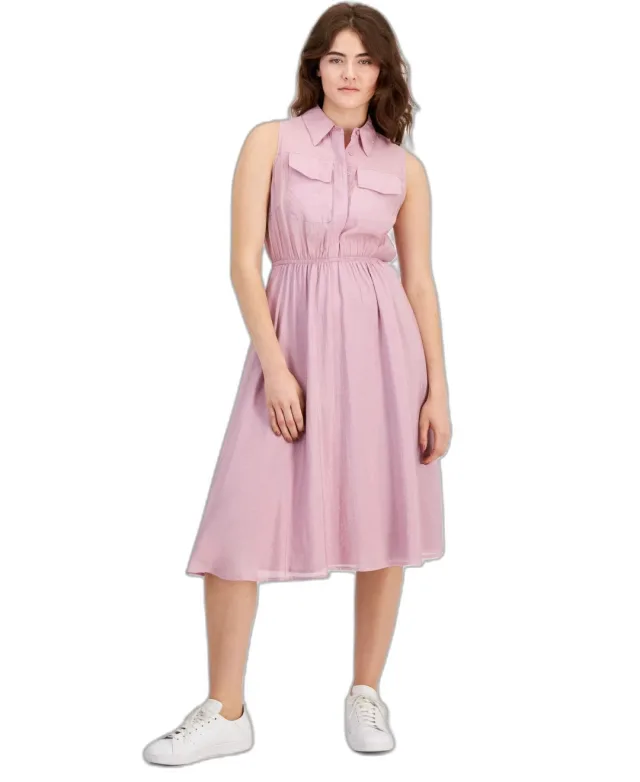 Women's Fit & Flare Midi Shirtdress Mauve Shadow S