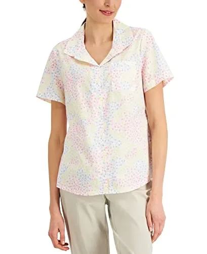 Karen Scott Petite Floral Print Woven Shirt