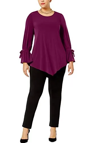 Alfani Plus Size Ruffled Sleeve Pointed Hem Blouse