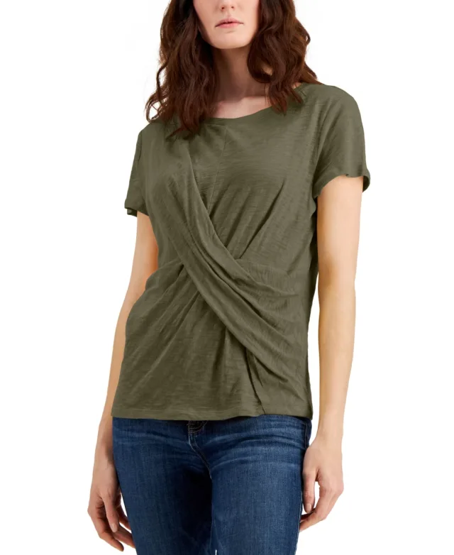 INC International Concepts Womens Twist Front T-Shirt