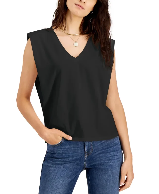 INC International Concepts Strong Shoulder V Neck T-Shirt