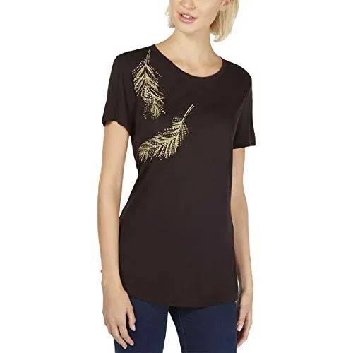 Linen Embellished Feathers T-Shirt