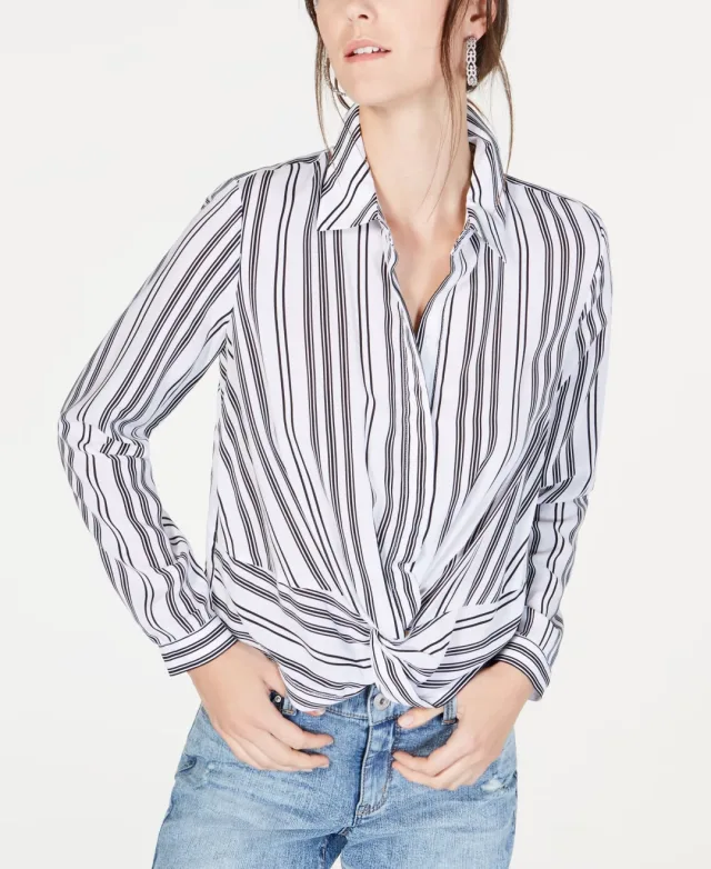 Twist Front Button Up Shirt