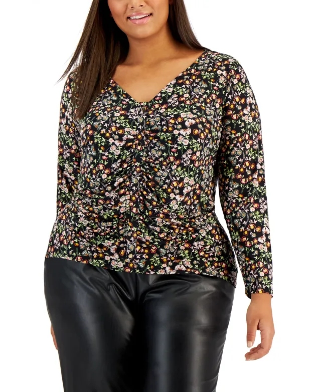 Plus Size Ruched-Front Blouse