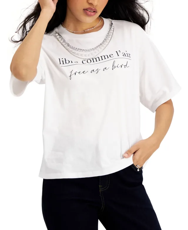 INC International Concepts Womens Short Sleeve Necklace T-Shirt