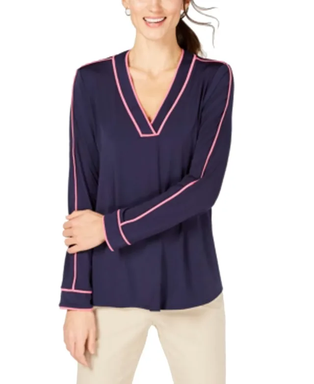 Piping-Trim Blouse