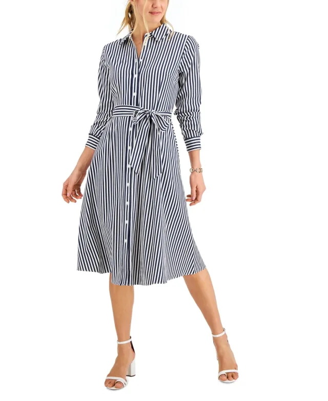 Charter Club Woven Striped Shirtdress