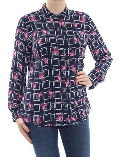 Charter Club Plaid Floral Print Blouse