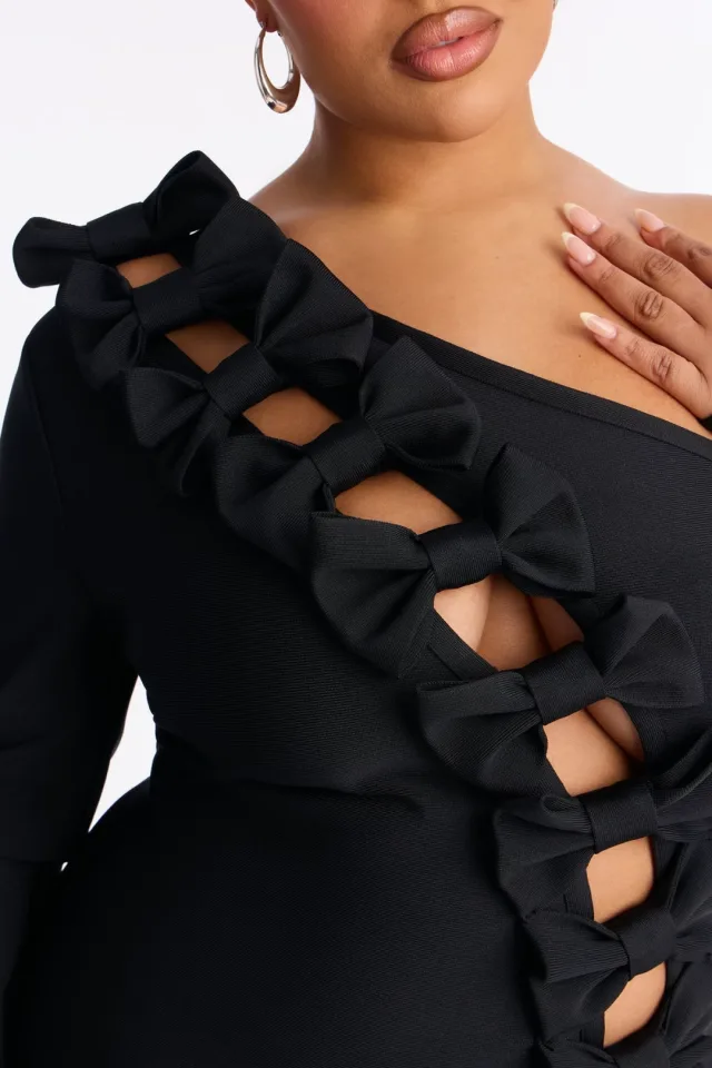 Bonnie Bow Bandage Mini Dress - Black