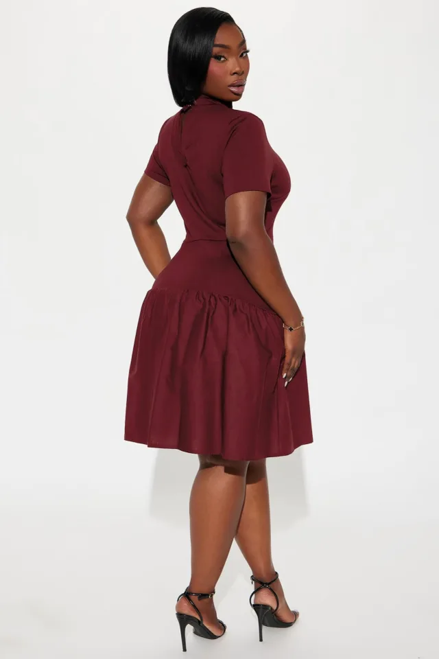 Kennedy Short Sleeve Drop Waist Mini Dress - Black