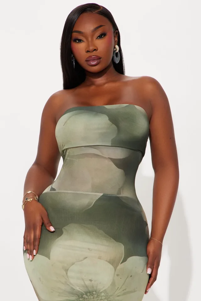Glow Getter Floral Womens Maxi Dress - Green/combo