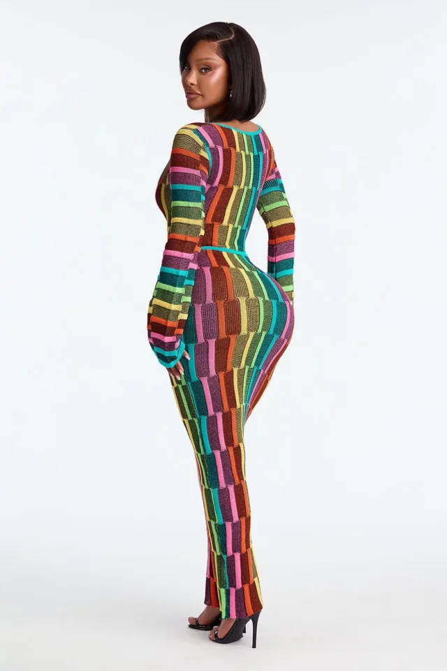 Sia Long Sleeve Maxi Dress - Mauve/combo