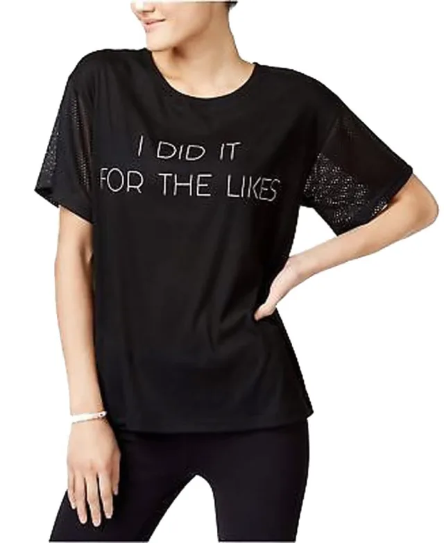 Material Girl Active Juniors Mesh Sleeve Graphic T-Shirt