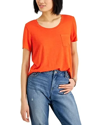 Style & Co Draped One Pocket T-Shirt