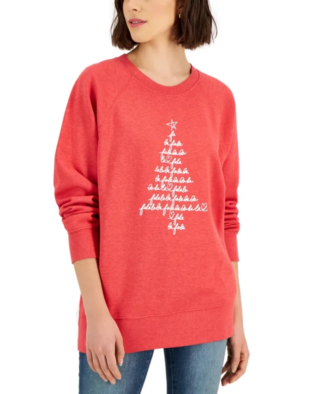 Style & Co Womens Tree Print Holiday Sweatshirt