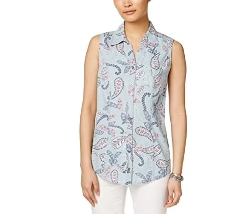 Style & Co Sleeveless Denim Shirt
