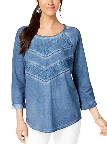 Style & Co Lace Panel Sweatshirt