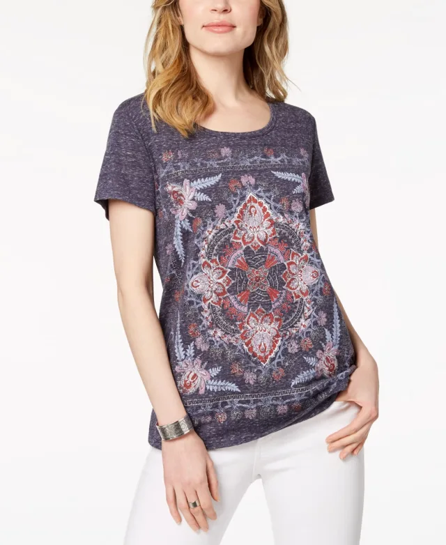 Style & Co Glitter Graphic T-Shirt