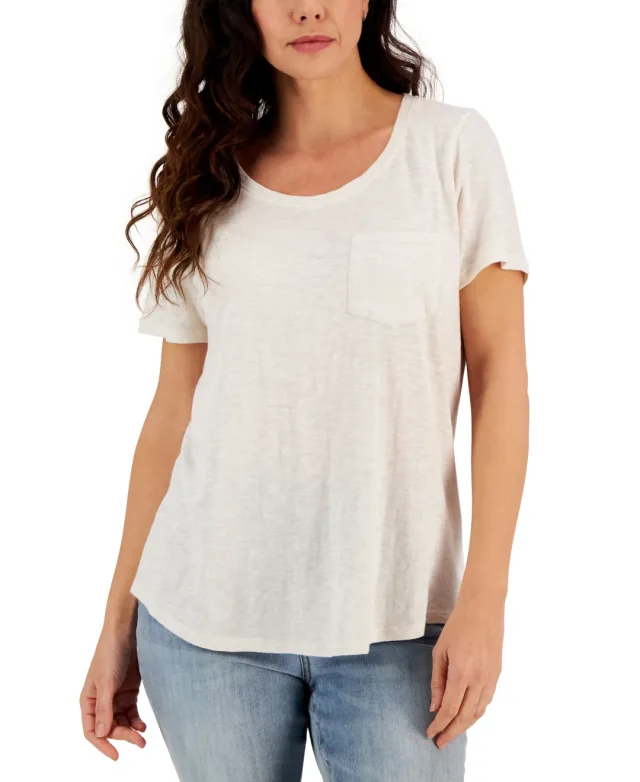 Petite Heathered Pocket T-Shirt