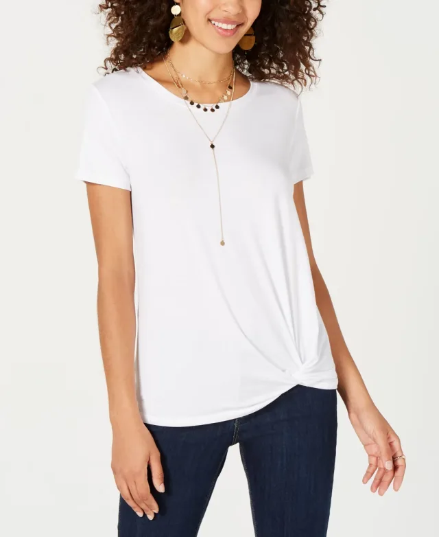 Style & Co Knot Hem T-Shirt