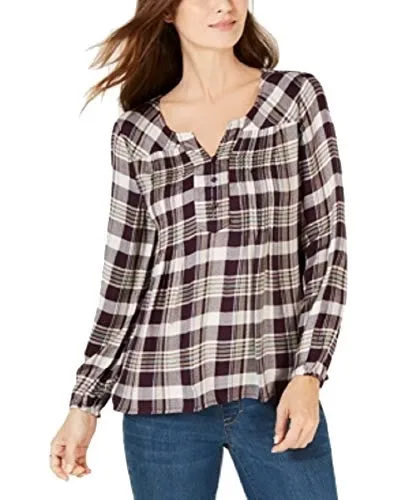 Style & Co Plaid Pintuck Shirt