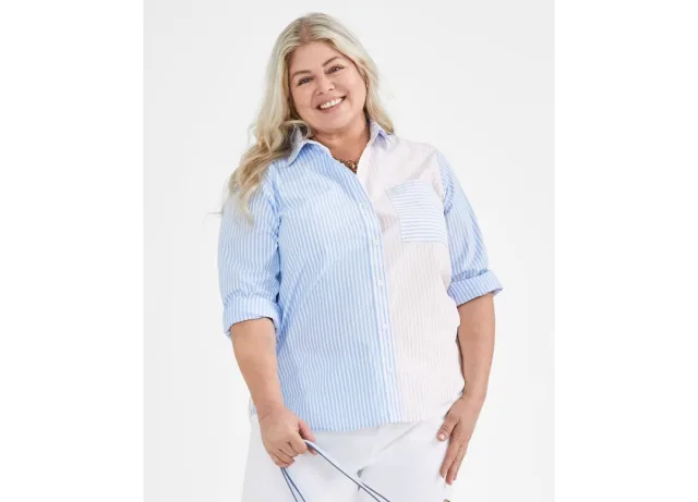 Plus Size Striped Perfect Shirt
