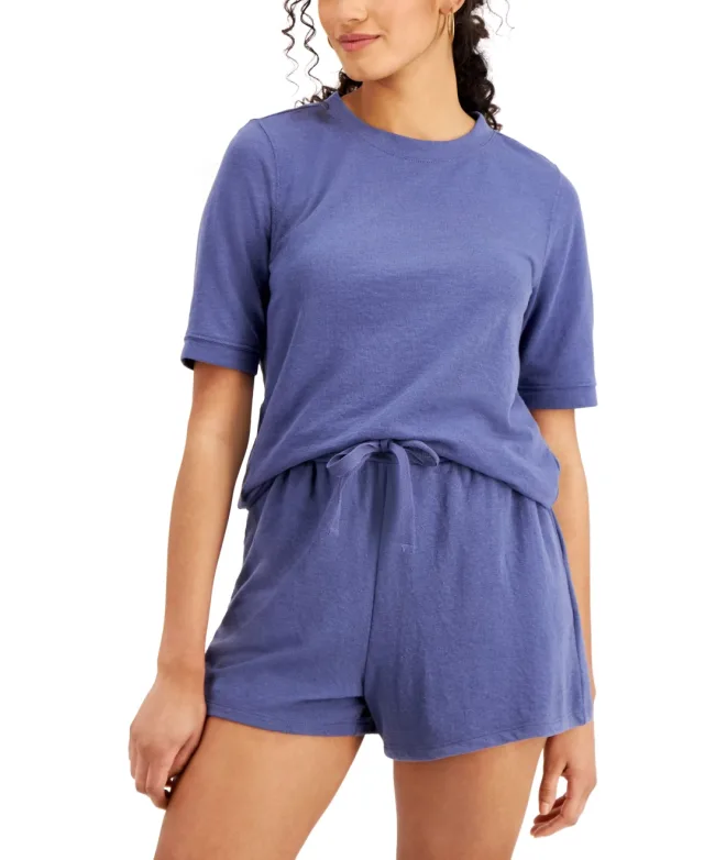 Style & Co Lightweight French Terry Short Sleeve Sweatshirt