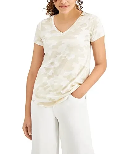 Style & Co Petite Camo Burnout T-Shirt