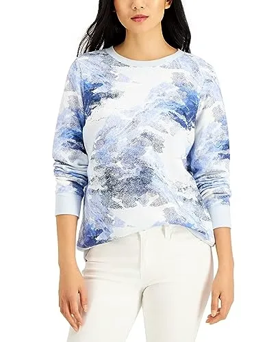 Style & Co Printed Crewneck Sweatshirt