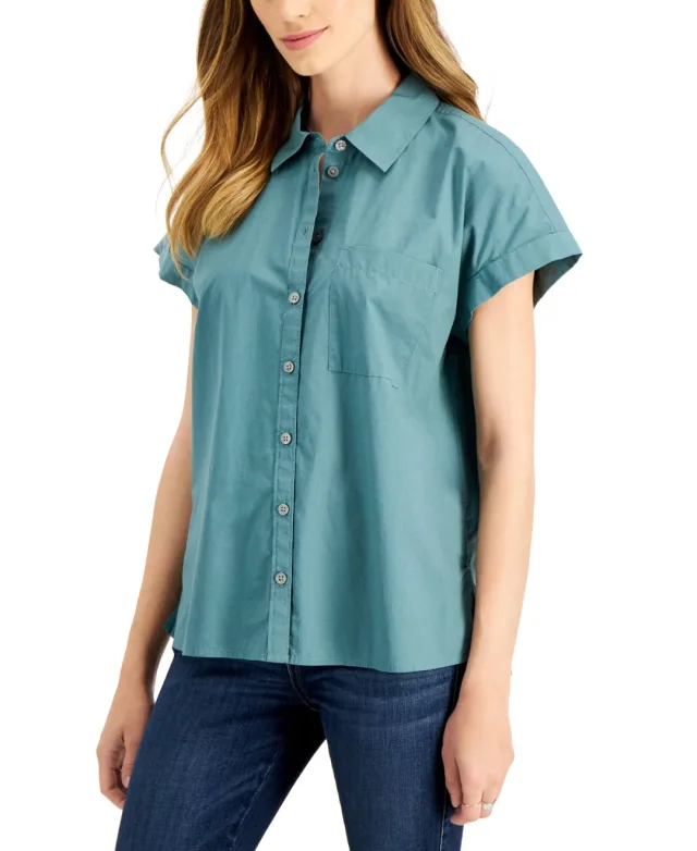 Style & Co Womens Cotton Camp Shirt