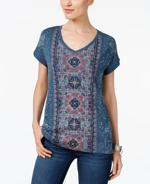 Tapestry-Print High-Low T-Shirt