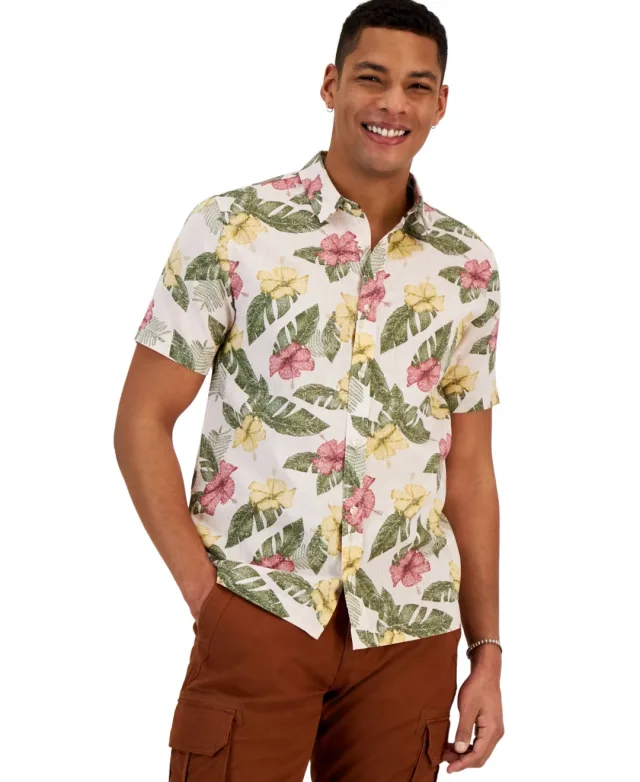 Men's Kelly Tropical-Print Short-Sleeve Shirt