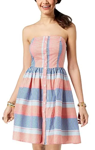 Be Bop Juniors Strapless Fit Flare Shirtdress