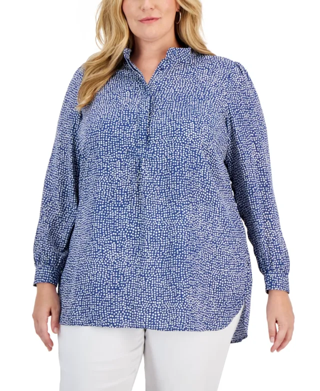 Anne Klein Plus Size High Low Hem Blouse