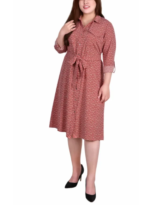 Plus Size Printed Shirt Dress