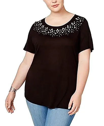 INC International Concepts Plus Size Jeweled T-Shirt