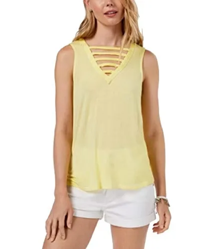 Juniors' Lattice-Front Tank Top