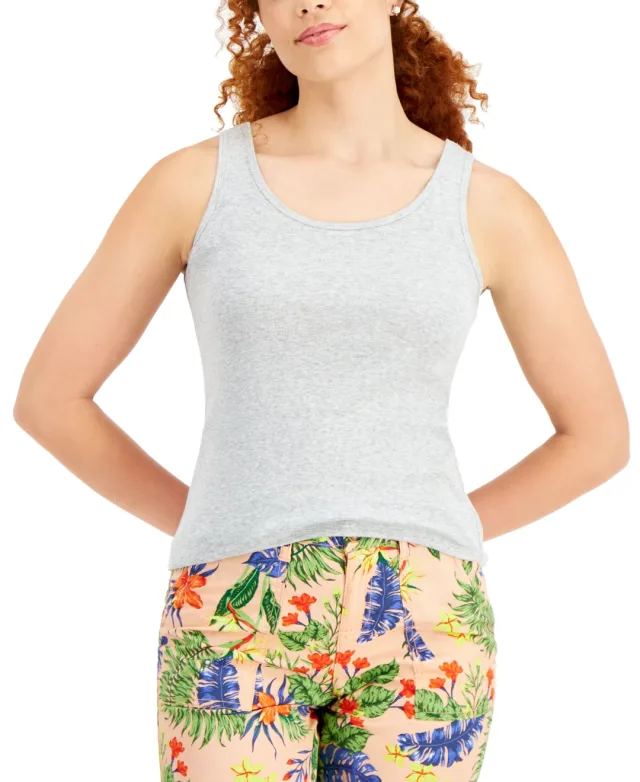 Style & Co Petite Cotton Heathered Ribbed Tank Top