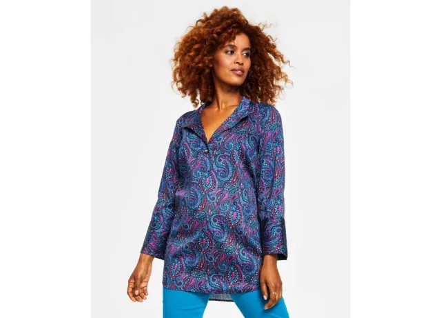 Charter Club Womens Button Up Tunic