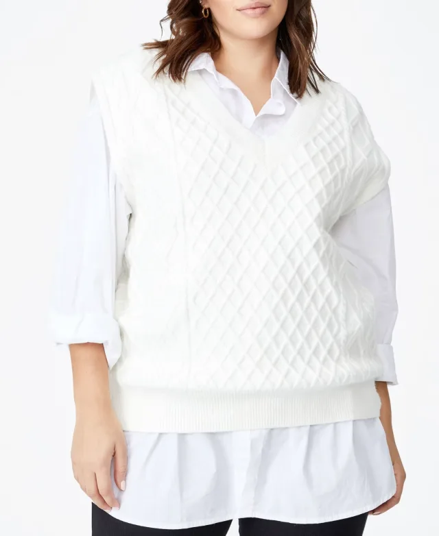 Trendy Plus Size Cable Tunic Vest