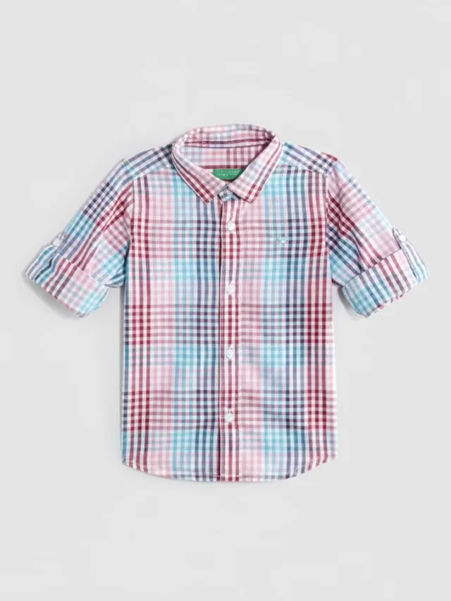 United Colors of Benetton Boys Gingham Cotton Shirt