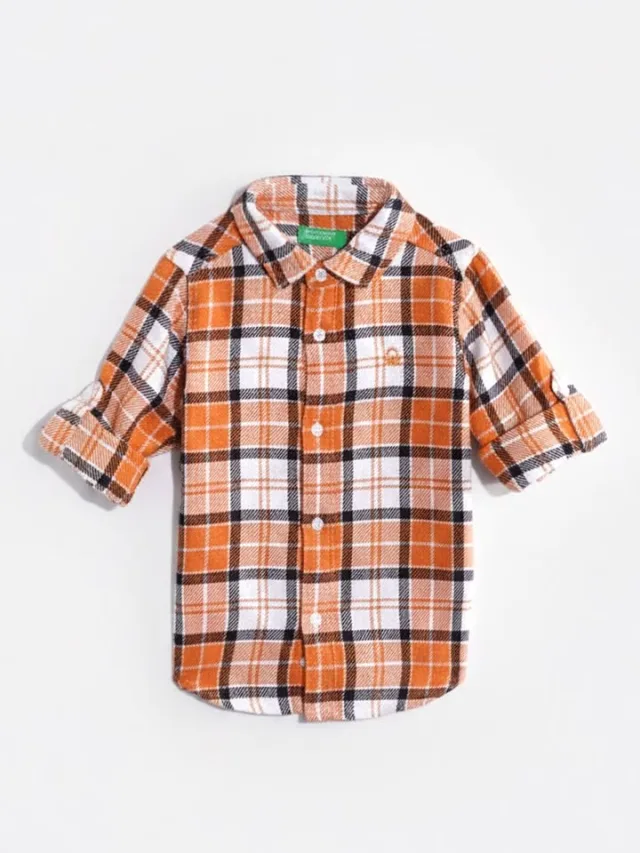 United Colors of Benetton Boys Tartan Checks Twill Shirt