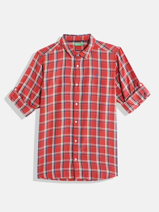 United Colors of Benetton Boys Twill Weave Checked Shirt